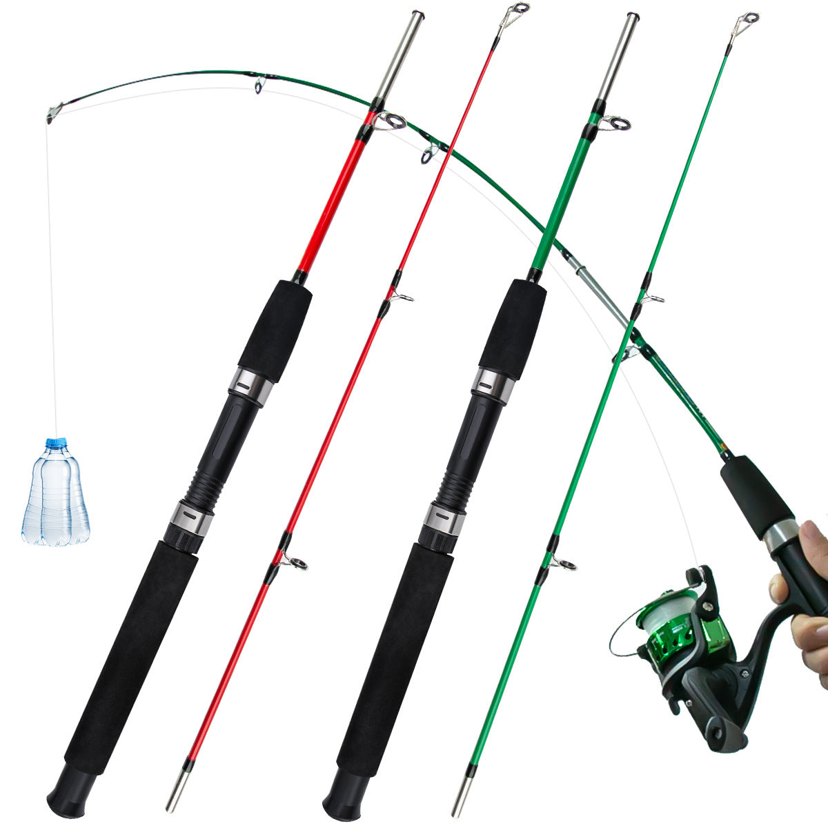 Fiberglass Spinning Rod - Long Cast Fishing Rod Combo Set