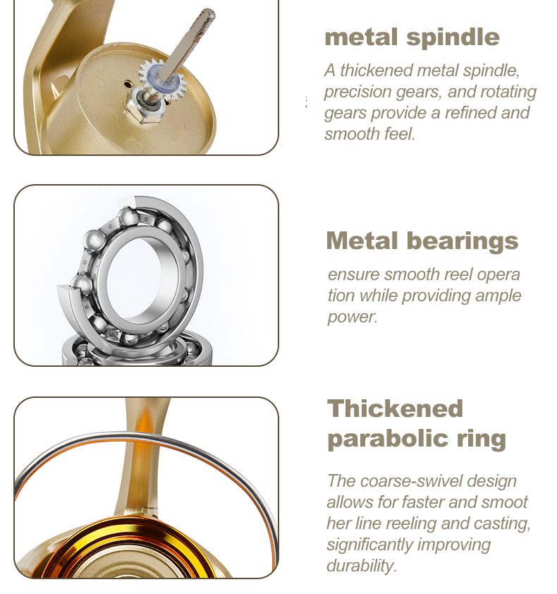 BILLINGS ABS Spinning Reel | Folding Wood Handle & Drag Clicker