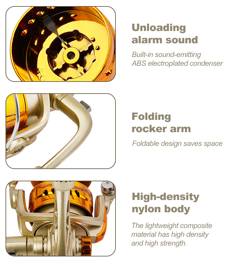 BILLINGS ABS Spinning Reel | Folding Wood Handle & Drag Clicker