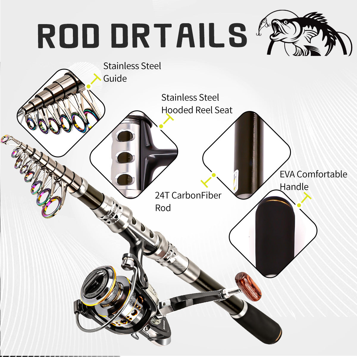 Carbon Travel Fishing Combo | Telescopic Rod Fresh & Saltwater