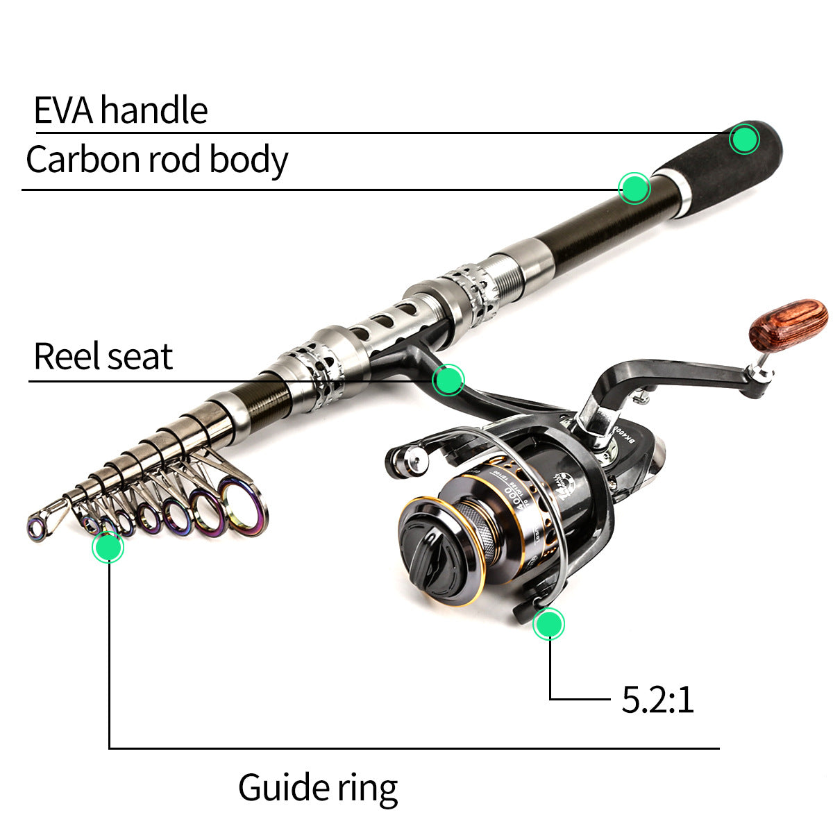Carbon Travel Fishing Combo | Telescopic Rod Fresh & Saltwater